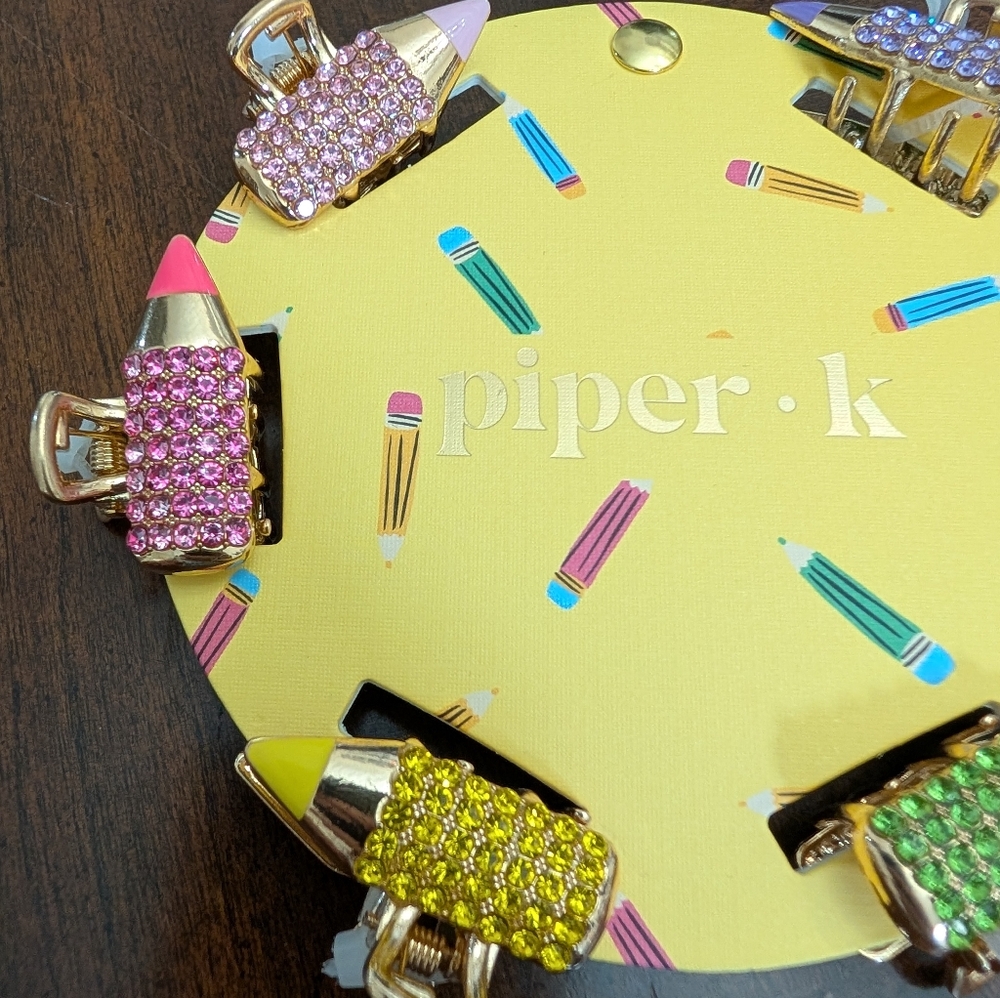 NWT Piper K Blingy Rhinestone 6 Crayon Hair Claw Clips - Picture 2 of 6